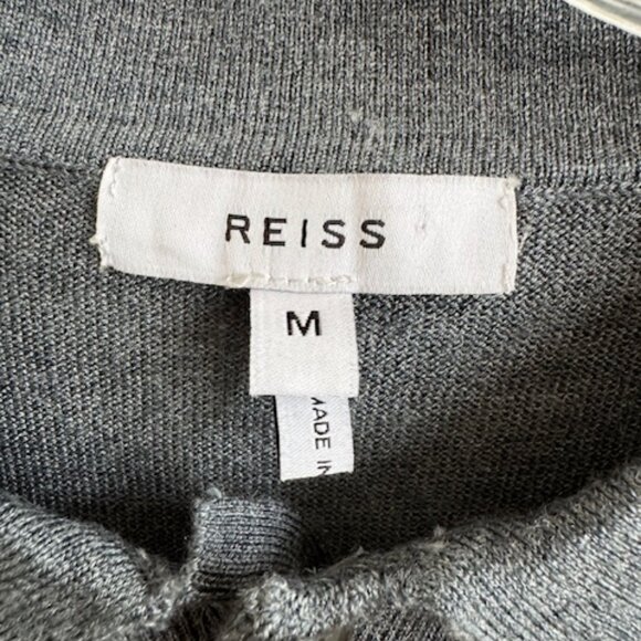 Reiss Grey Wool Blend Polo Sweater Size Med - Picture 7 of 10